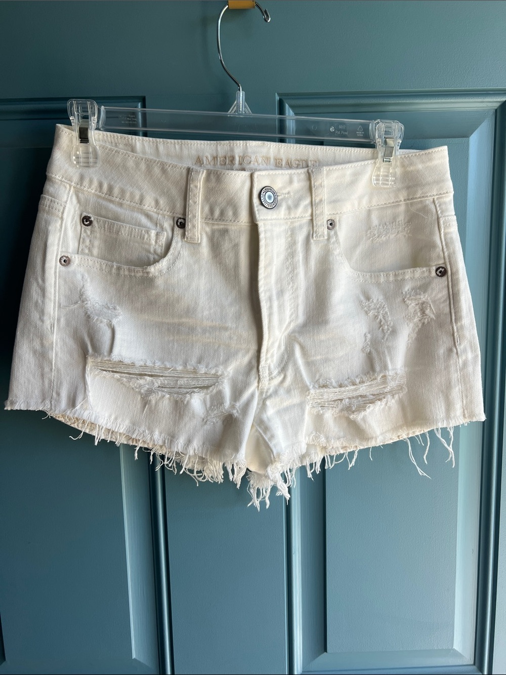 American Eagle Outfitters White Distressed Cutoff Jean Shorts